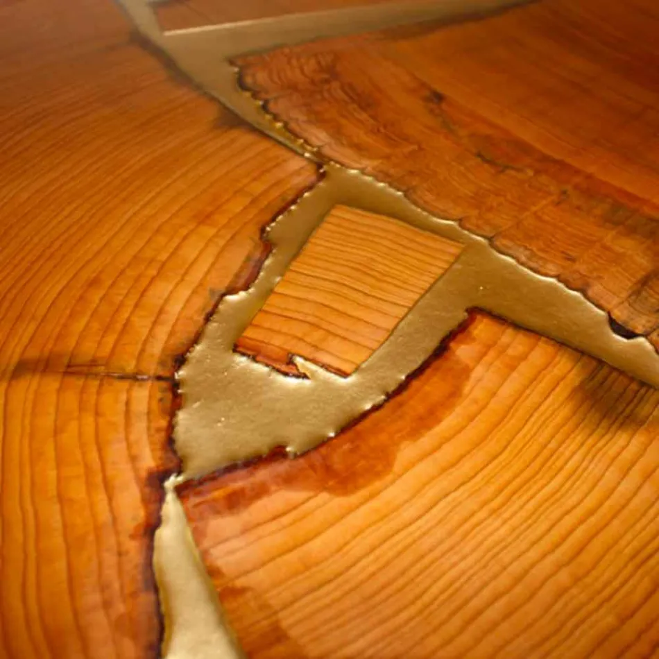 Fast design tabel rektangulære træ og harpiks fremstillet i Italien Jam Viadurini