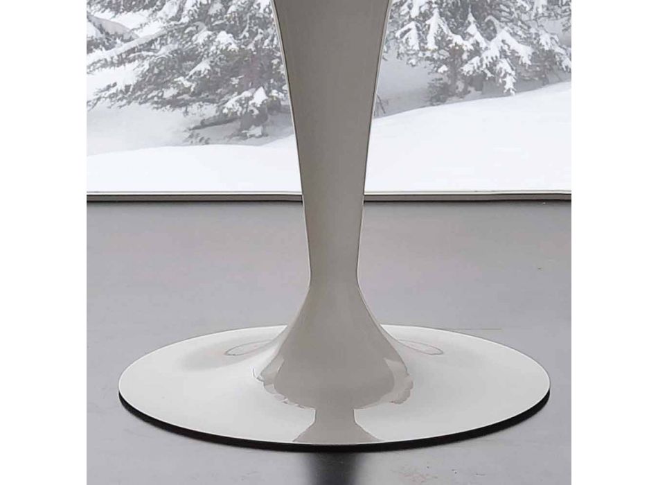 Fast elliptisk bord i ekstra hvidt hærdet glas og Aurora stål Viadurini