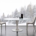 Moderne bord Aurora lavet af ekstrahvidt hærdet glas og stål