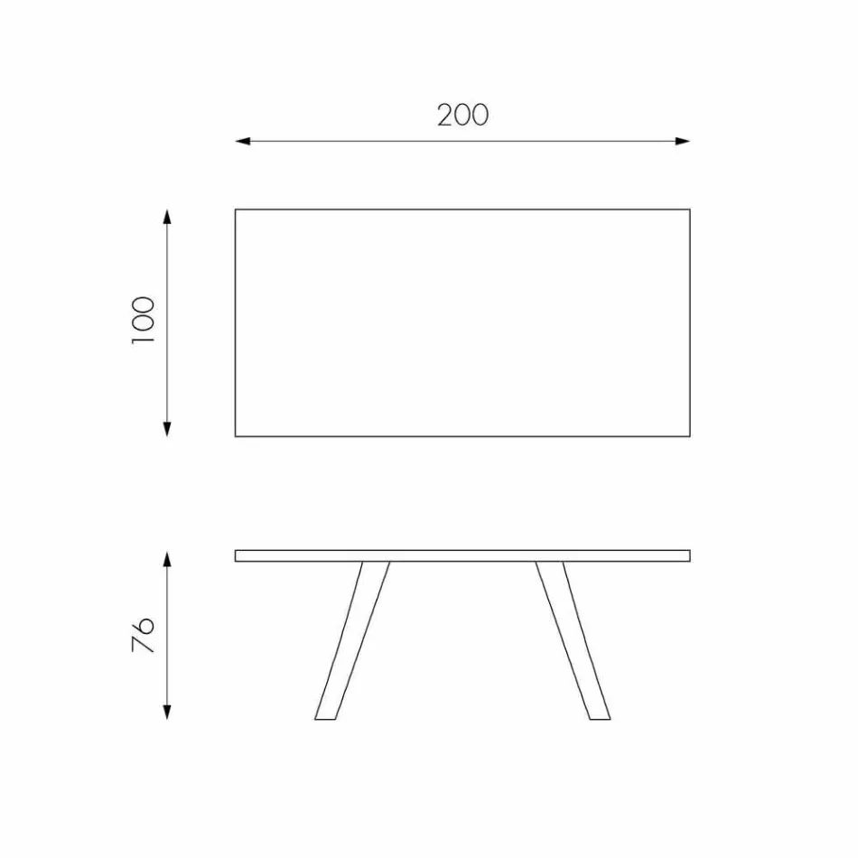 Fast bord i egetræsfiner og base i sort metal Logan Viadurini
