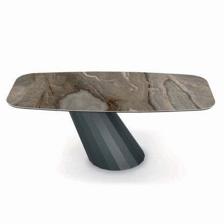 Fast stålbord og keramisk plade lavet i Italien - Bukser Viadurini