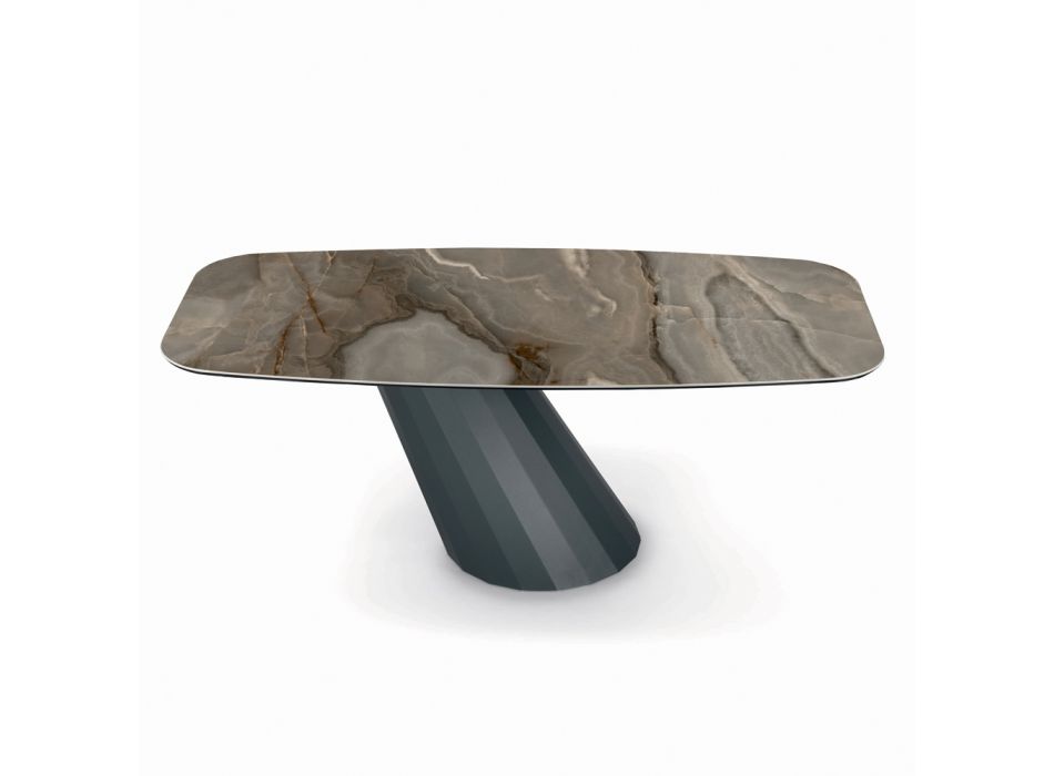 Fast stålbord og keramisk plade lavet i Italien - Bukser Viadurini