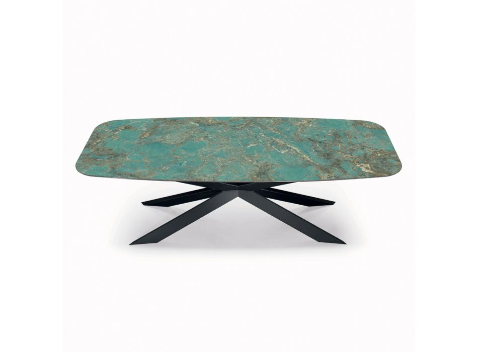 Fast bord i poleret Amazonit-keramik fremstillet i Italien - Grotta Viadurini