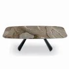 Fast keramisk bord og fod i sortmalet stål fremstillet i Italien - Briller Viadurini