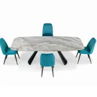 Fast keramisk bord og fod i sortmalet stål fremstillet i Italien - Briller Viadurini