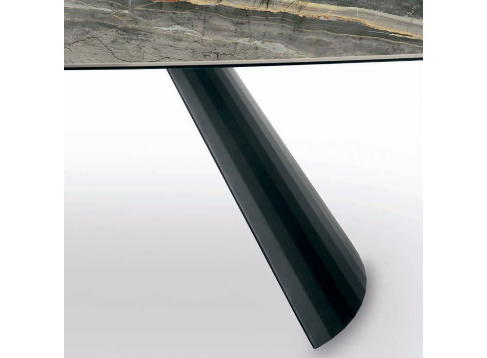 Fast keramisk bord og fod i sortmalet stål fremstillet i Italien - Briller Viadurini