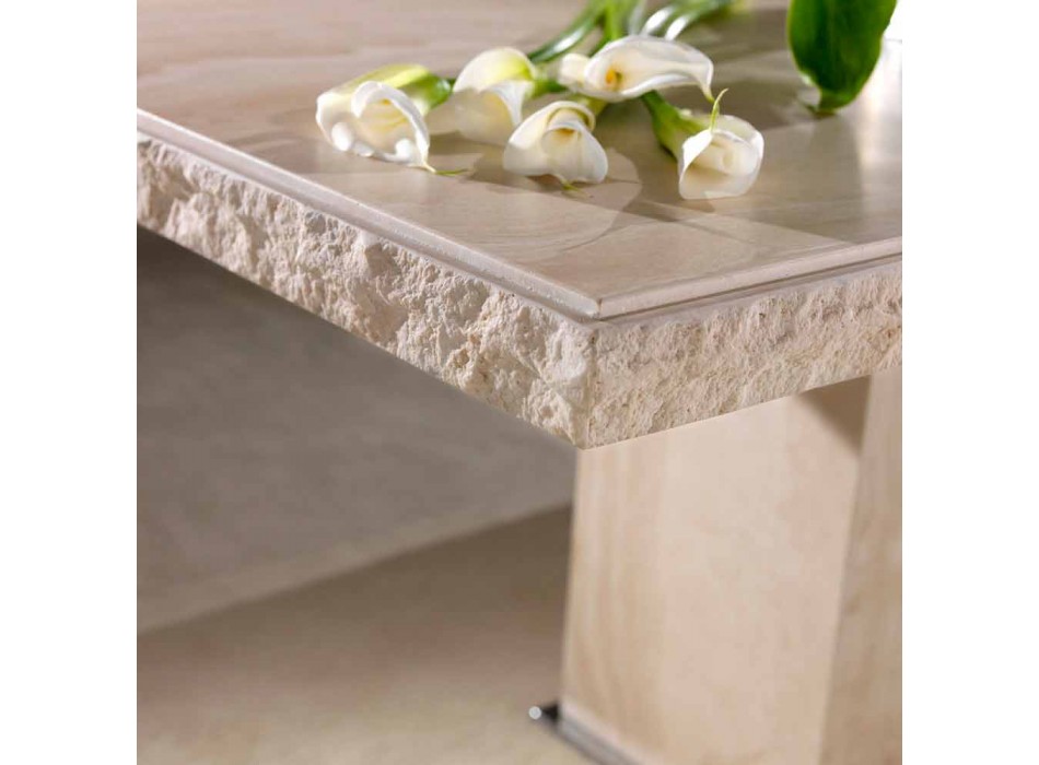 Fast bord i travertin sten med Narcissus klippekant Viadurini
