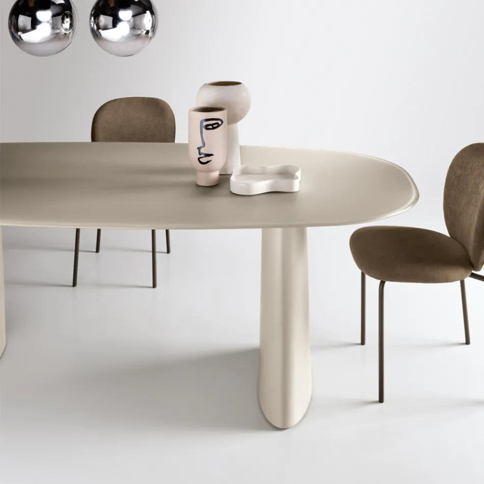Fast bord til ti personer med glasplade og MDF-base - Venia Viadurini