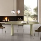 Fast bord til ti personer med glasplade og MDF-base - Venia Viadurini