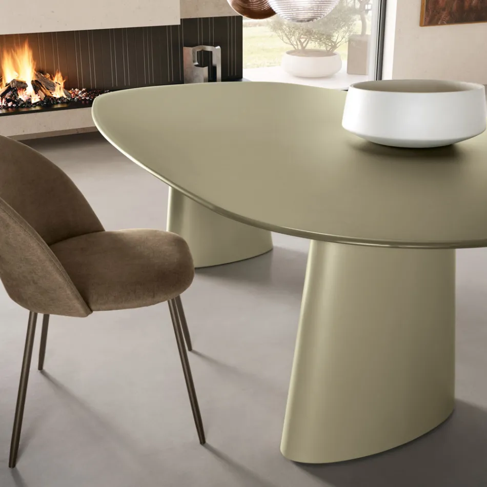 Fast bord til ti personer med glasplade og MDF-base - Venia Viadurini