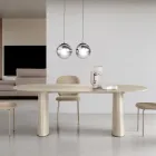 Fast bord til ti personer med glasplade og MDF-base - Venia Viadurini