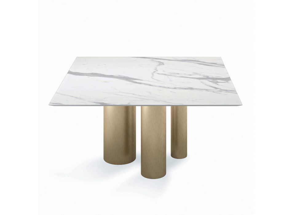 Fast firkantet bord i laminat og stål lavet i Italien - saks Viadurini