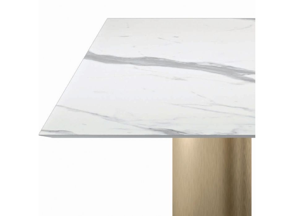 Fast firkantet bord i laminat og stål lavet i Italien - saks Viadurini
