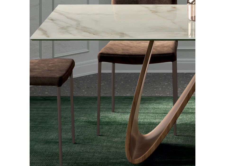 Fast rektangulært bord med træbund lavet i Italien - Equatore Viadurini