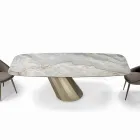 Fast rektangulært bord i stål og keramik Made in Italy - Bukser Viadurini