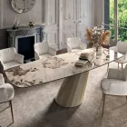 Fast rektangulært bord i stål og keramik Made in Italy - Bukser Viadurini