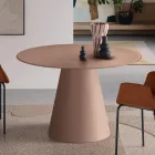 Fast rundt bord til fire personer med MDF-base og uigennemsigtigt glas - Lumen Viadurini
