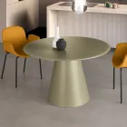 Fast rundt bord til fire personer med MDF-base og uigennemsigtigt glas - Lumen Viadurini