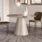 Fast rundt bord til fire personer med MDF-base og uigennemsigtigt glas - Lumen Viadurini