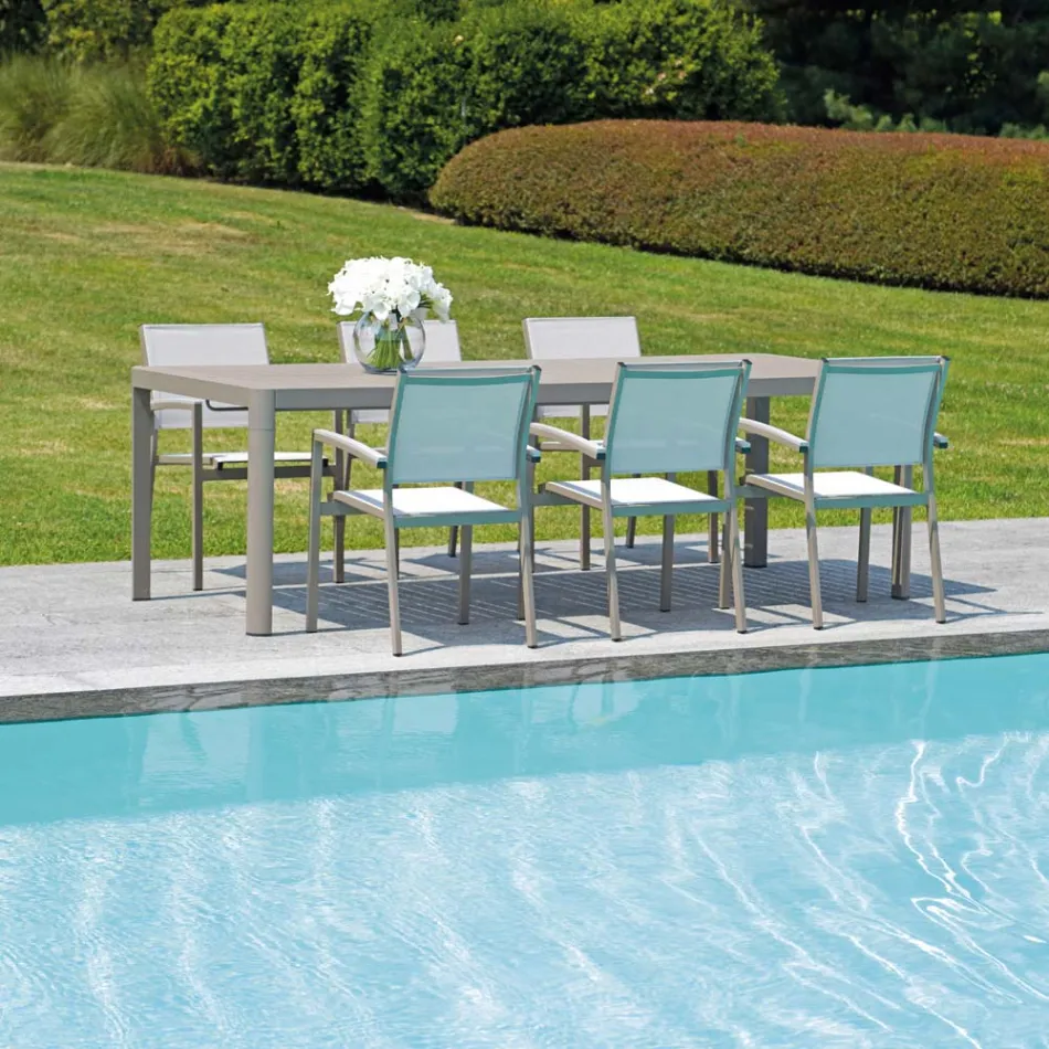 Havebord Kan forlænges til 240 cm med aluminiumsstruktur - Geoffroy Viadurini