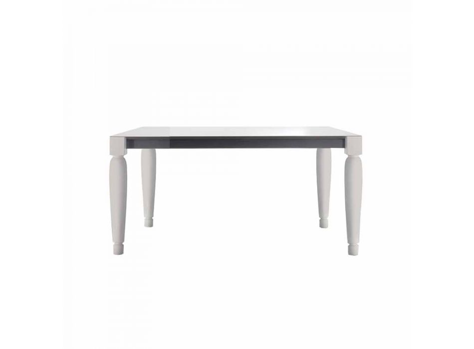 6-pers. Design keramisk bord og hvide træben - Claudiano Viadurini