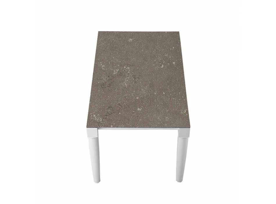6-pers. Design keramisk bord og hvide træben - Claudiano