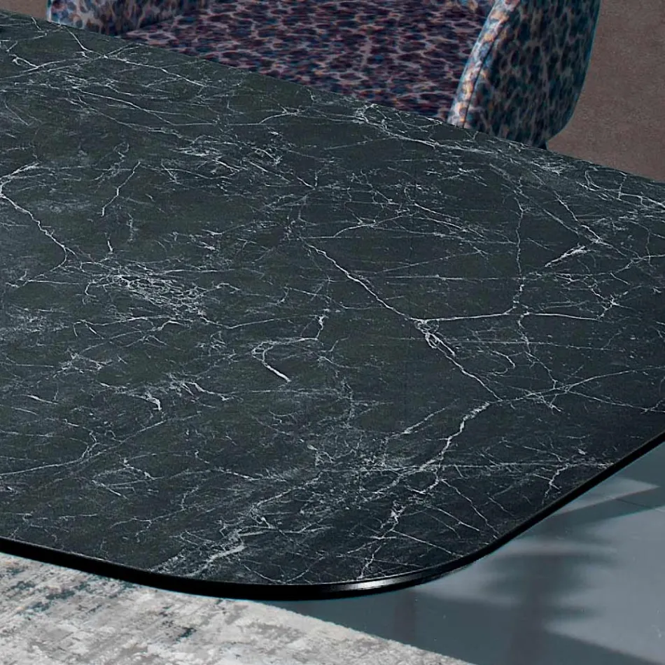 Poleret græsk sort keramisk bord lavet i Italien - Grotta Viadurini