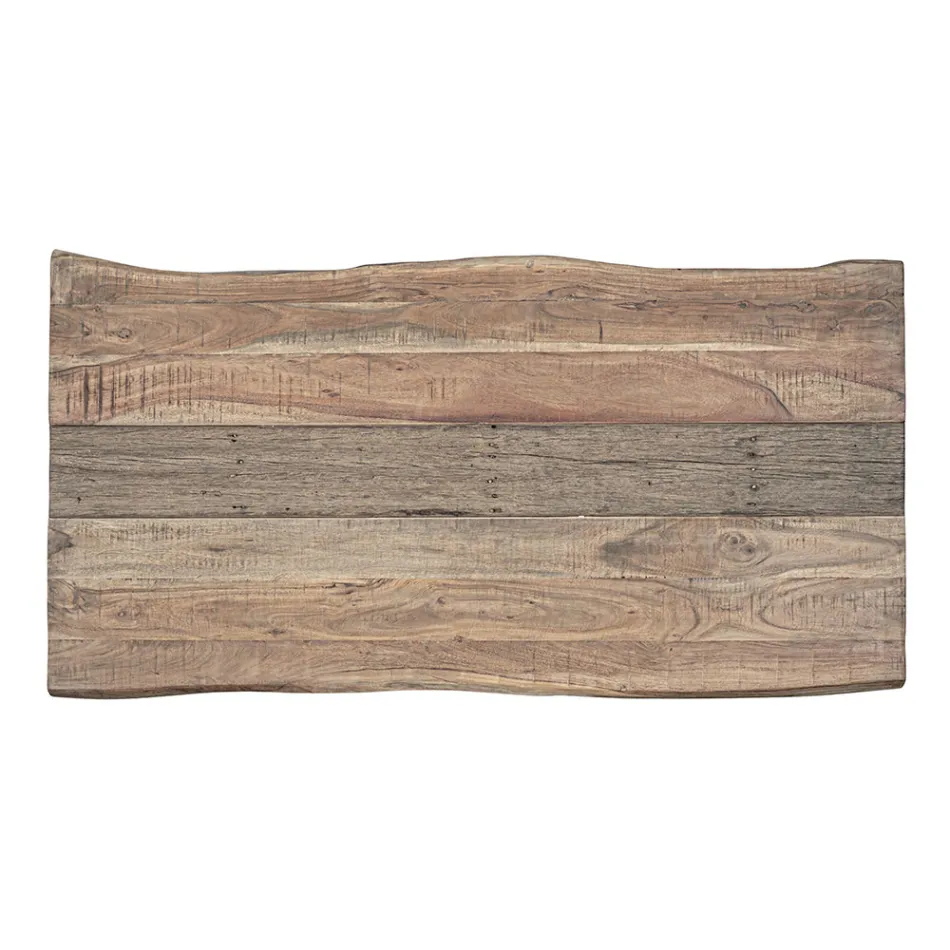 Bord i akacietræ med genbrugsindsats og Homemotion stål - Zalma Viadurini