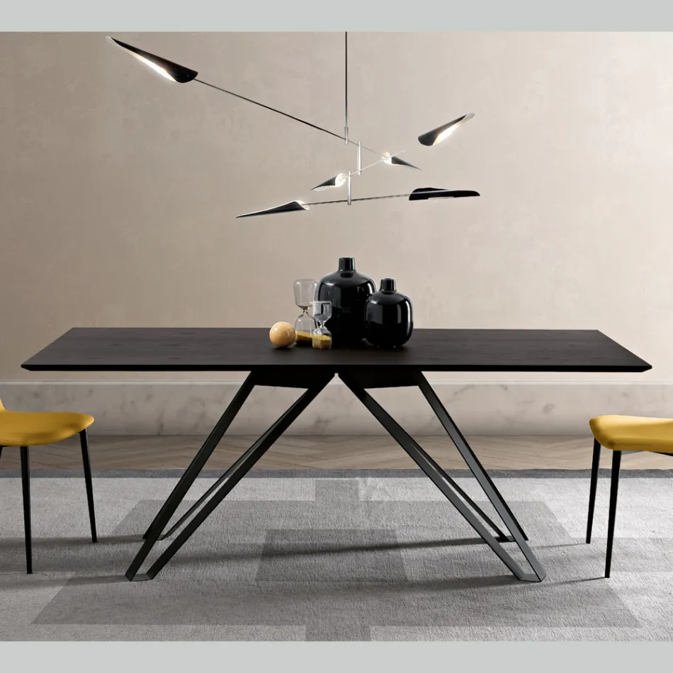 Bord i Charcoal Ash Finer og Metal Made in Italy - Meluso Viadurini
