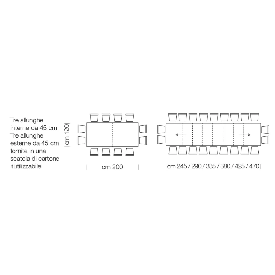 Udtrækkeligt laminat træbord op til 470 cm Lavet i Italien – Gordito Viadurini