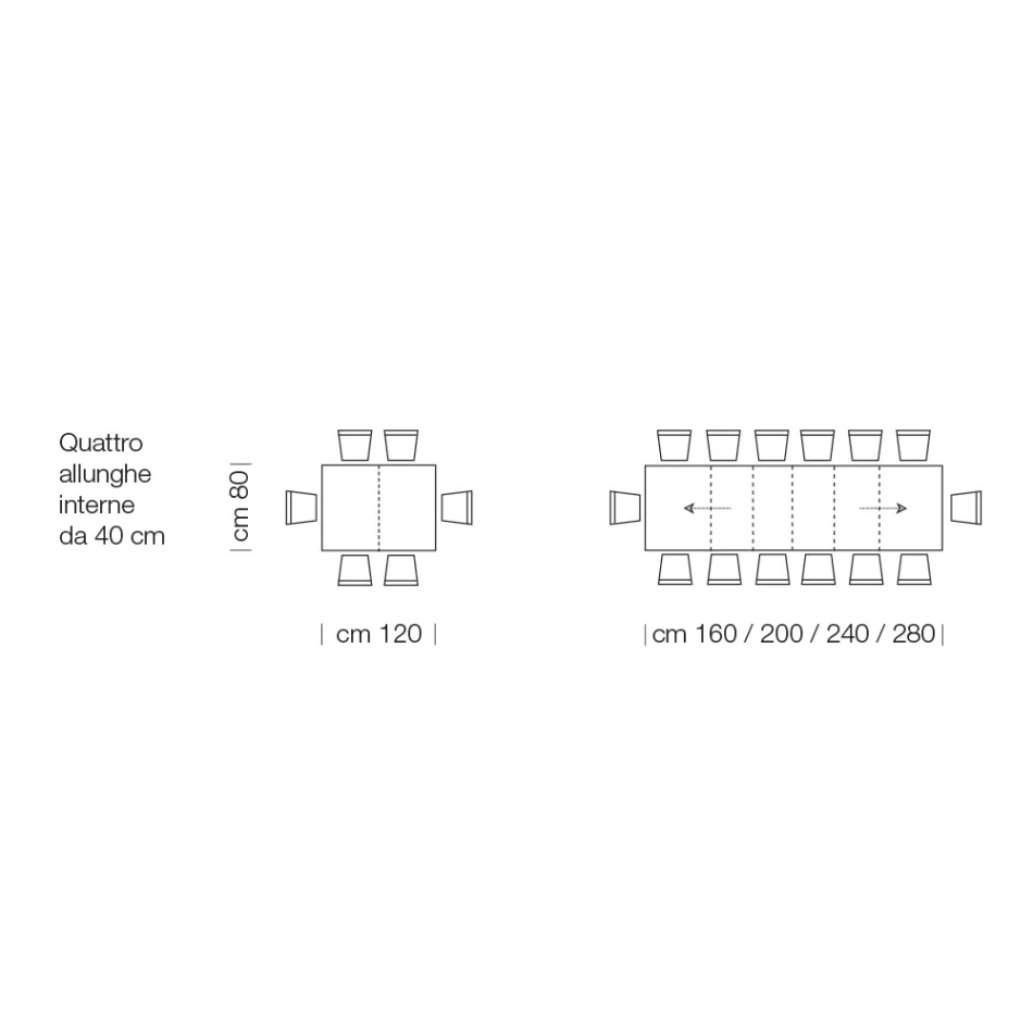 Udtrækkeligt laminat træbord op til 470 cm Lavet i Italien – Gordito Viadurini