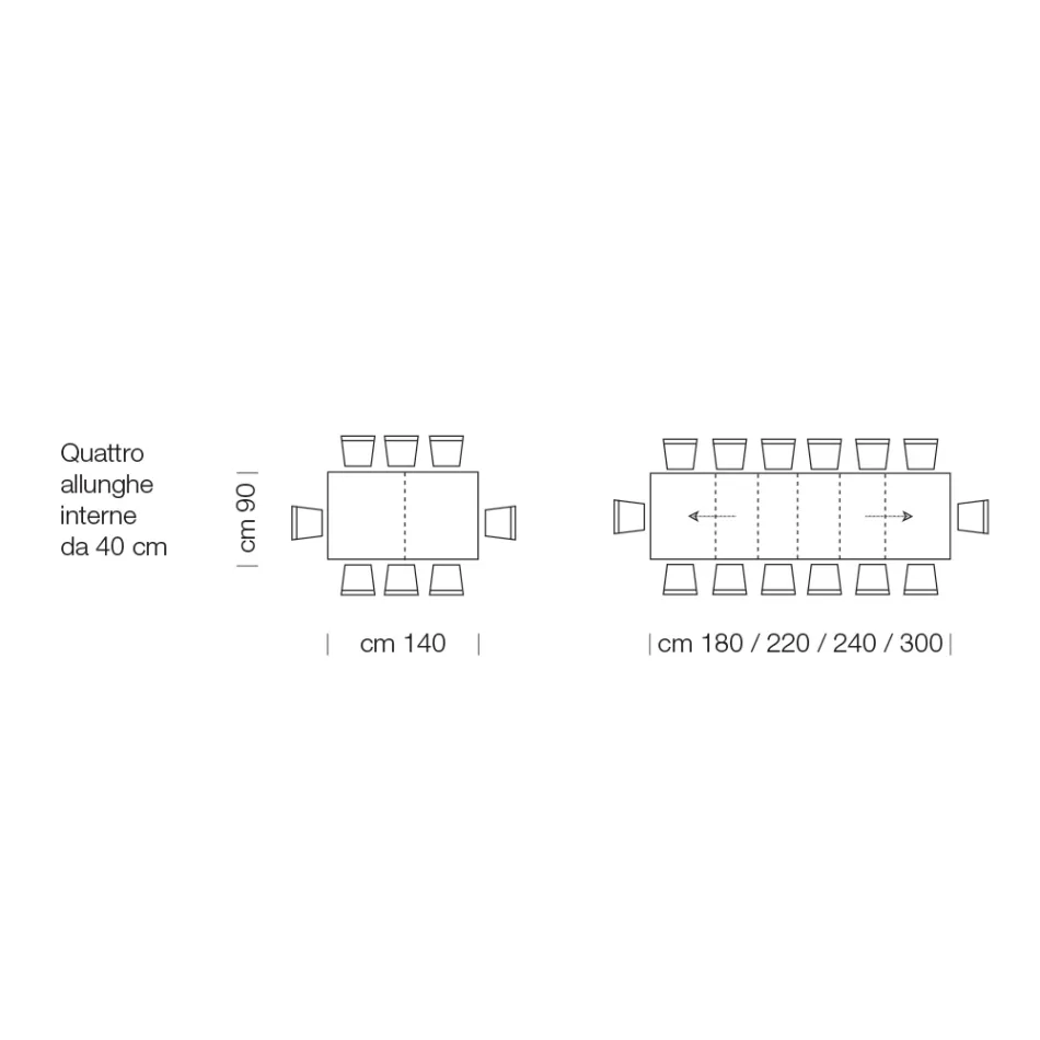 Udtrækkeligt laminat træbord op til 470 cm Lavet i Italien – Gordito Viadurini