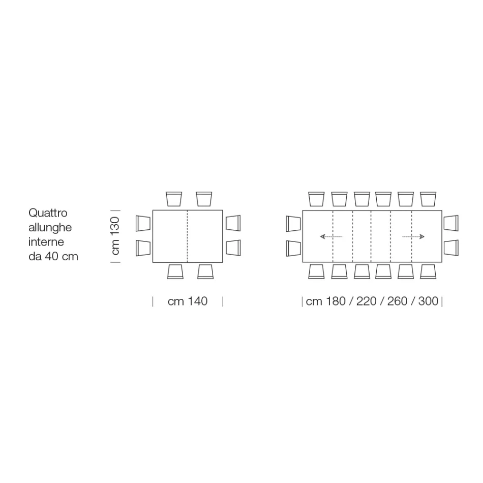 Udtrækkeligt laminat træbord op til 470 cm Lavet i Italien – Gordito Viadurini