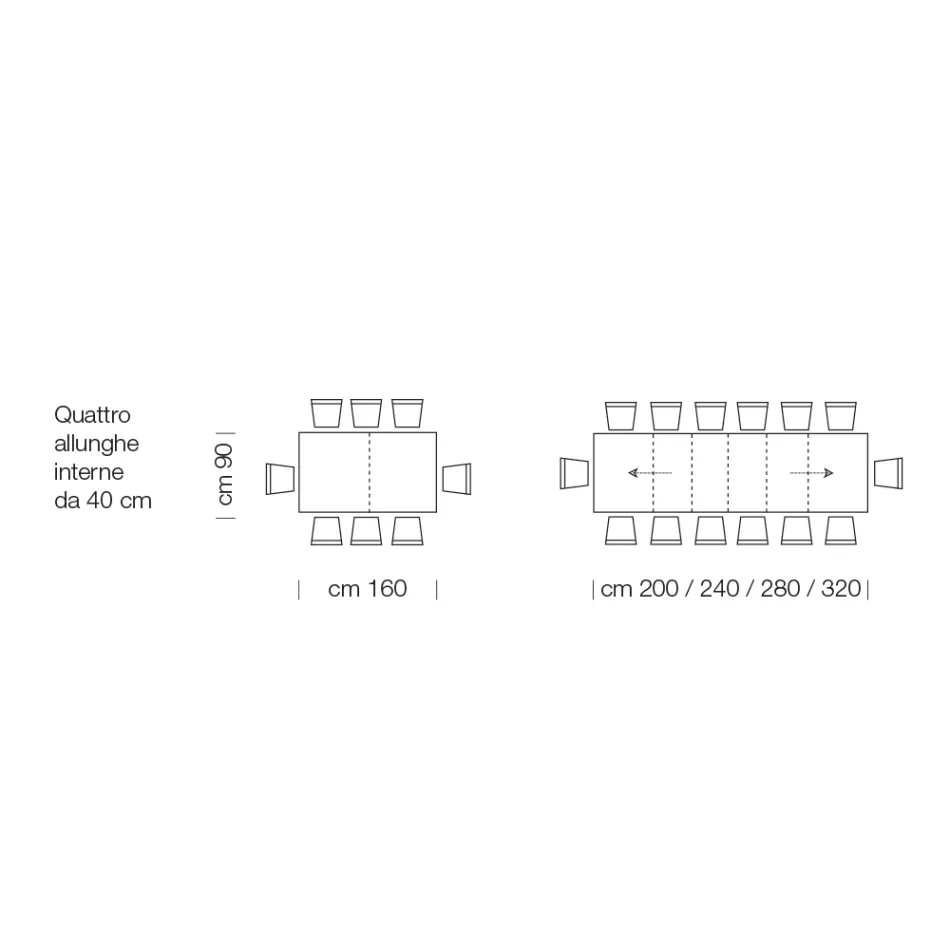Udtrækkeligt laminat træbord op til 470 cm Lavet i Italien – Gordito Viadurini