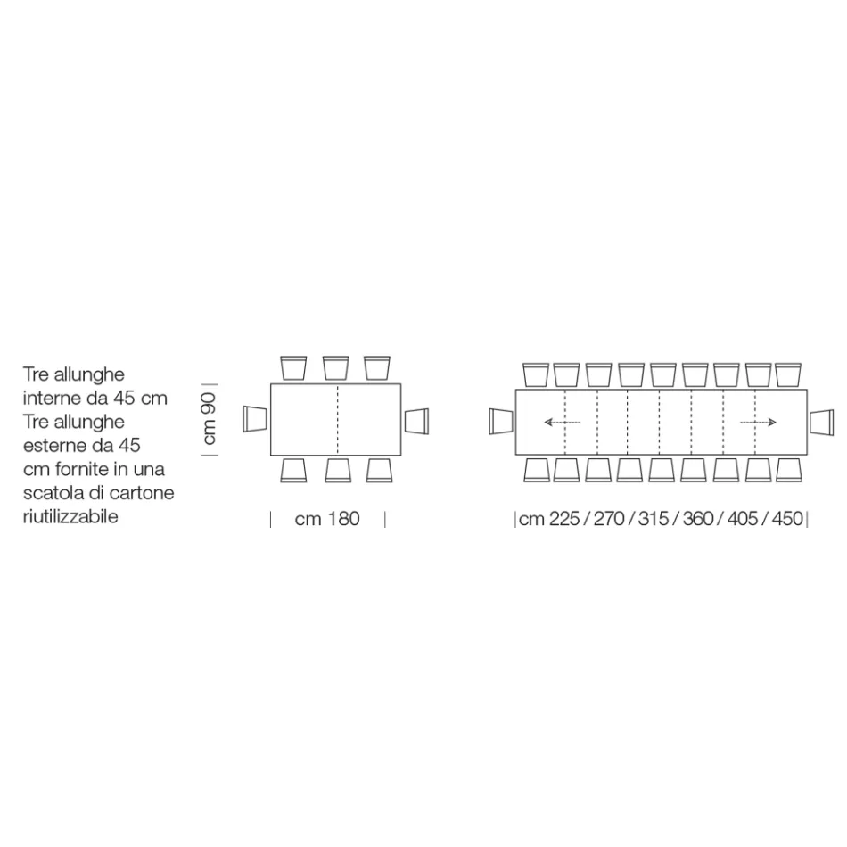 Udtrækkeligt laminat træbord op til 470 cm Lavet i Italien – Gordito Viadurini