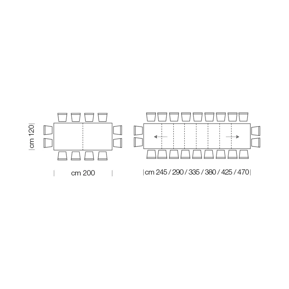 Udtrækkeligt melamin træbord op til 470 cm Lavet i Italien – Gordito Viadurini