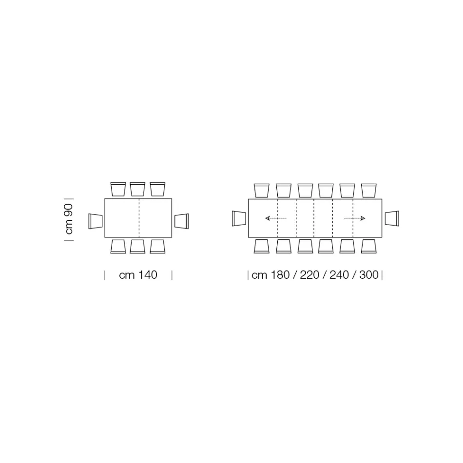 Udtrækkeligt melamin træbord op til 470 cm Lavet i Italien – Gordito Viadurini