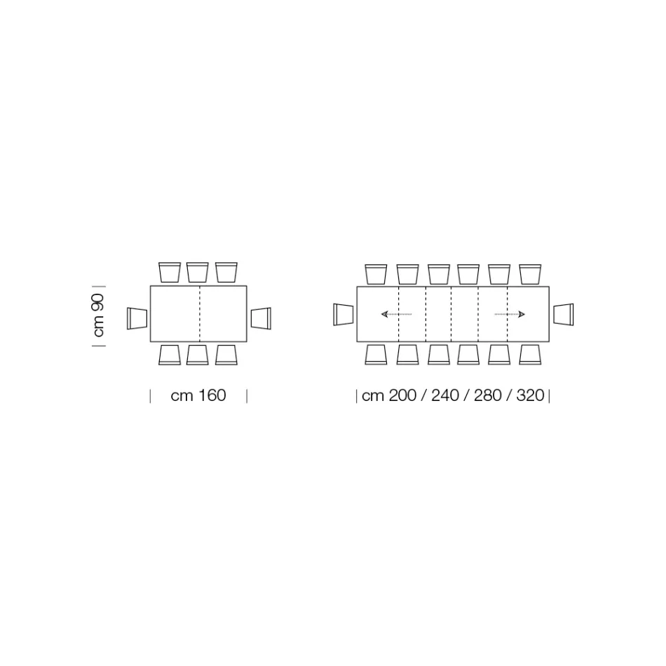 Udtrækkeligt melamin træbord op til 470 cm Lavet i Italien – Gordito Viadurini