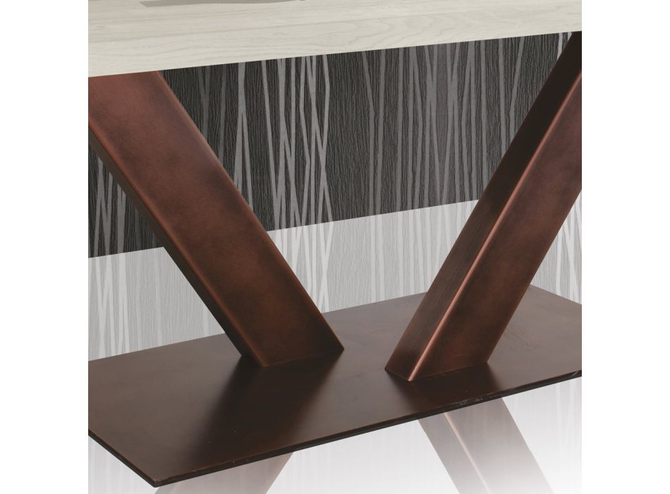 Bord i belagt eg med firkantet bladkant og metal lavet i Italien - Riad Viadurini