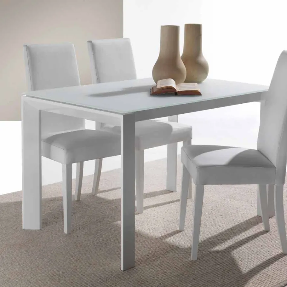 Udvideligt hærdet glasbord med enkelt Phoenix bogforlængelse Viadurini