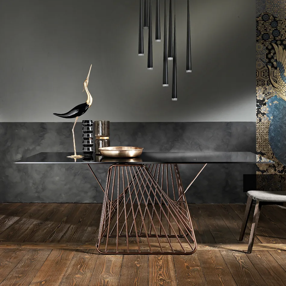 Moderne designbord i hærdet glas lavet i Italien, Mitia Viadurini