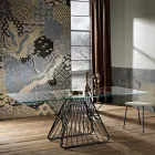 Moderne designbord i hærdet glas lavet i Italien, Mitia Viadurini