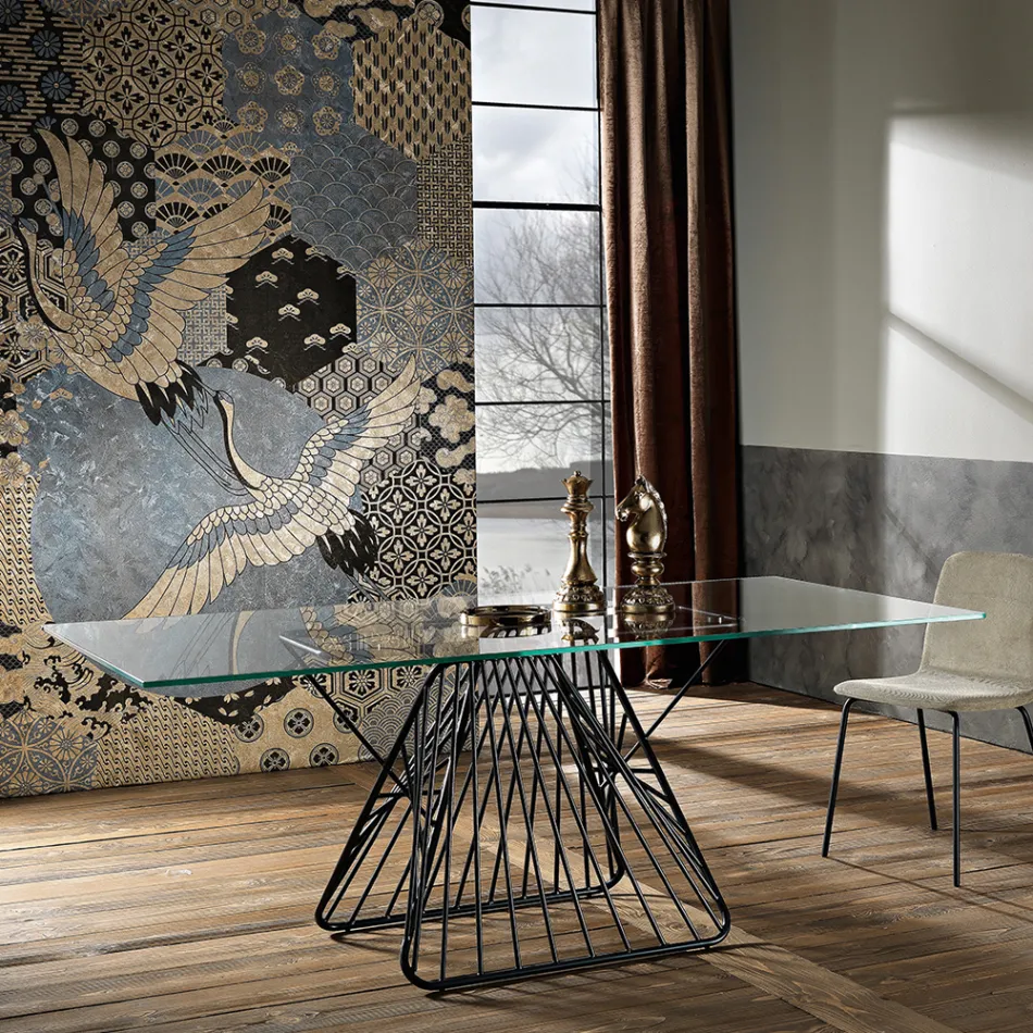 Moderne designbord i hærdet glas lavet i Italien, Mitia Viadurini