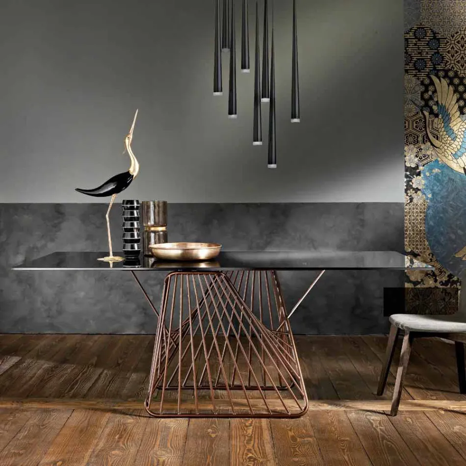 Moderne design hærdet glasbord lavet i Italien, Mitia Viadurini