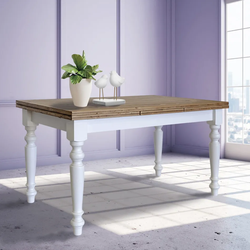 Udtrækkeligt stuebord i nordisk gran Lavet i Italien - Benidorm Viadurini