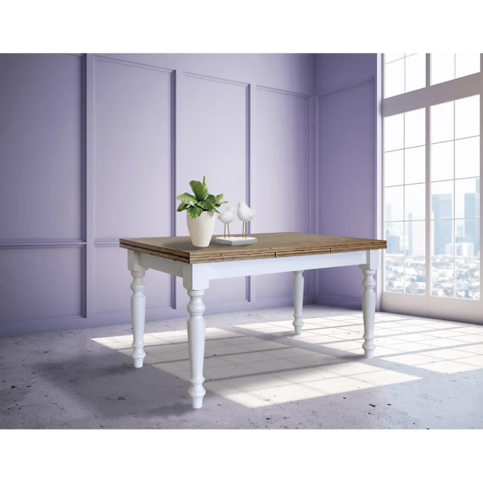 Udtrækkeligt stuebord i nordisk gran Lavet i Italien - Benidorm Viadurini