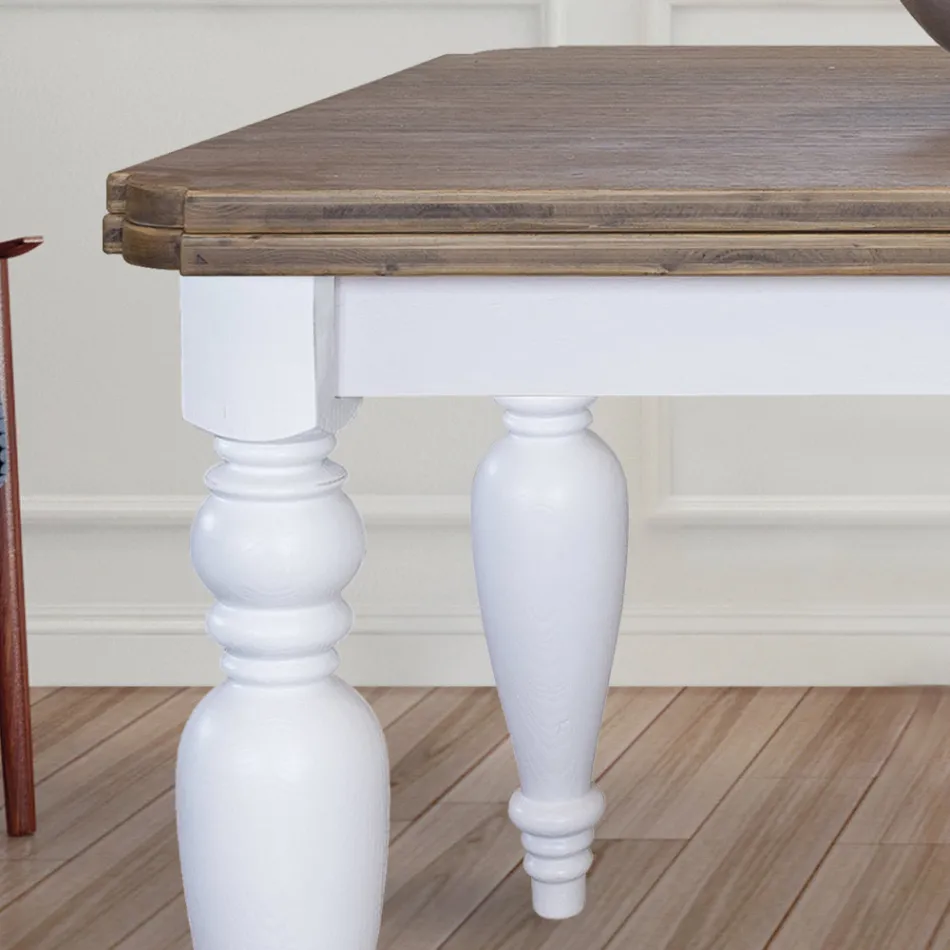 Udtrækkeligt stuebord i eg med formede hjørner lavet i Italien - Rafael Viadurini