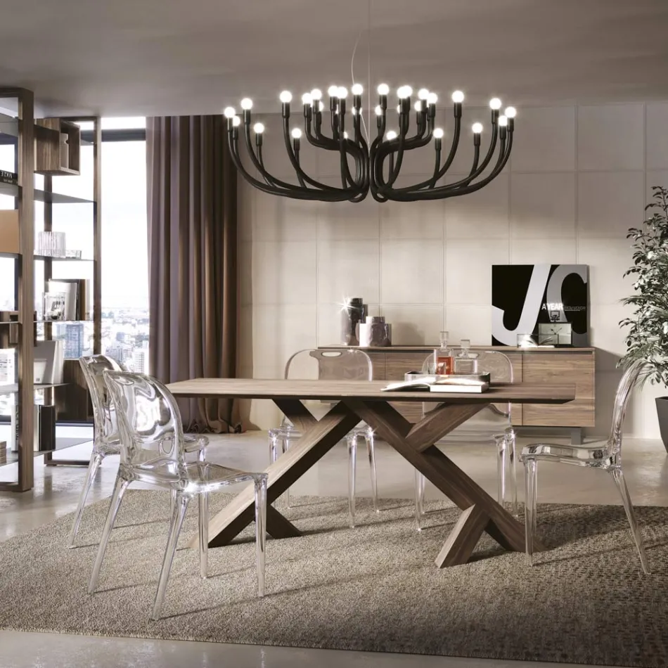 Levende bord i ægte massiv knudet valnød Lavet i Italien - Boromir Viadurini