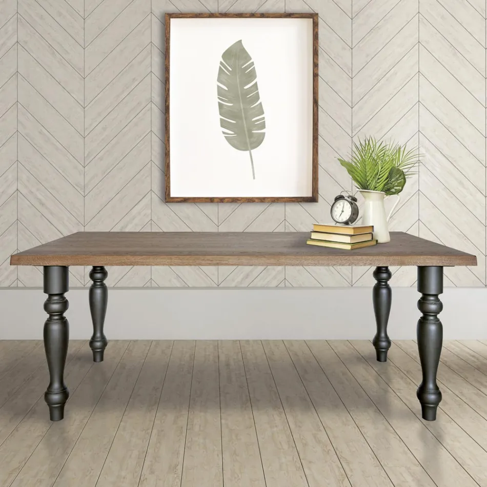 Living Bord belagt i massiv eg Fremstillet i Italien - Geolier Viadurini