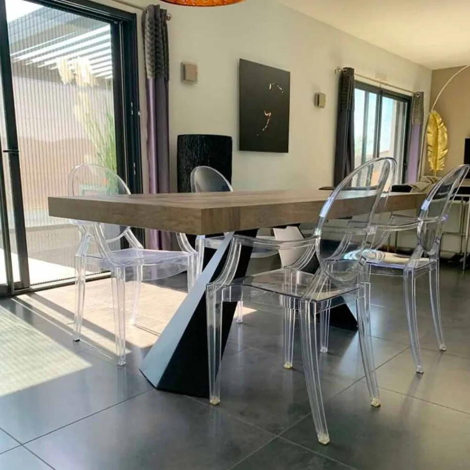 Moderne udtrækkeligt bord op til 260/280 cm i træ og metal - Teramo Viadurini